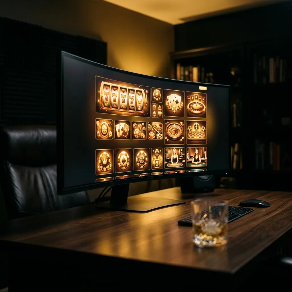 Glowing casino lobby screen