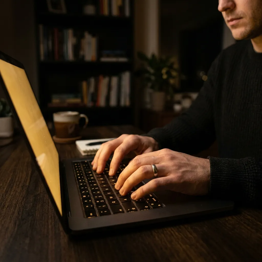 Typing laptop keyboard